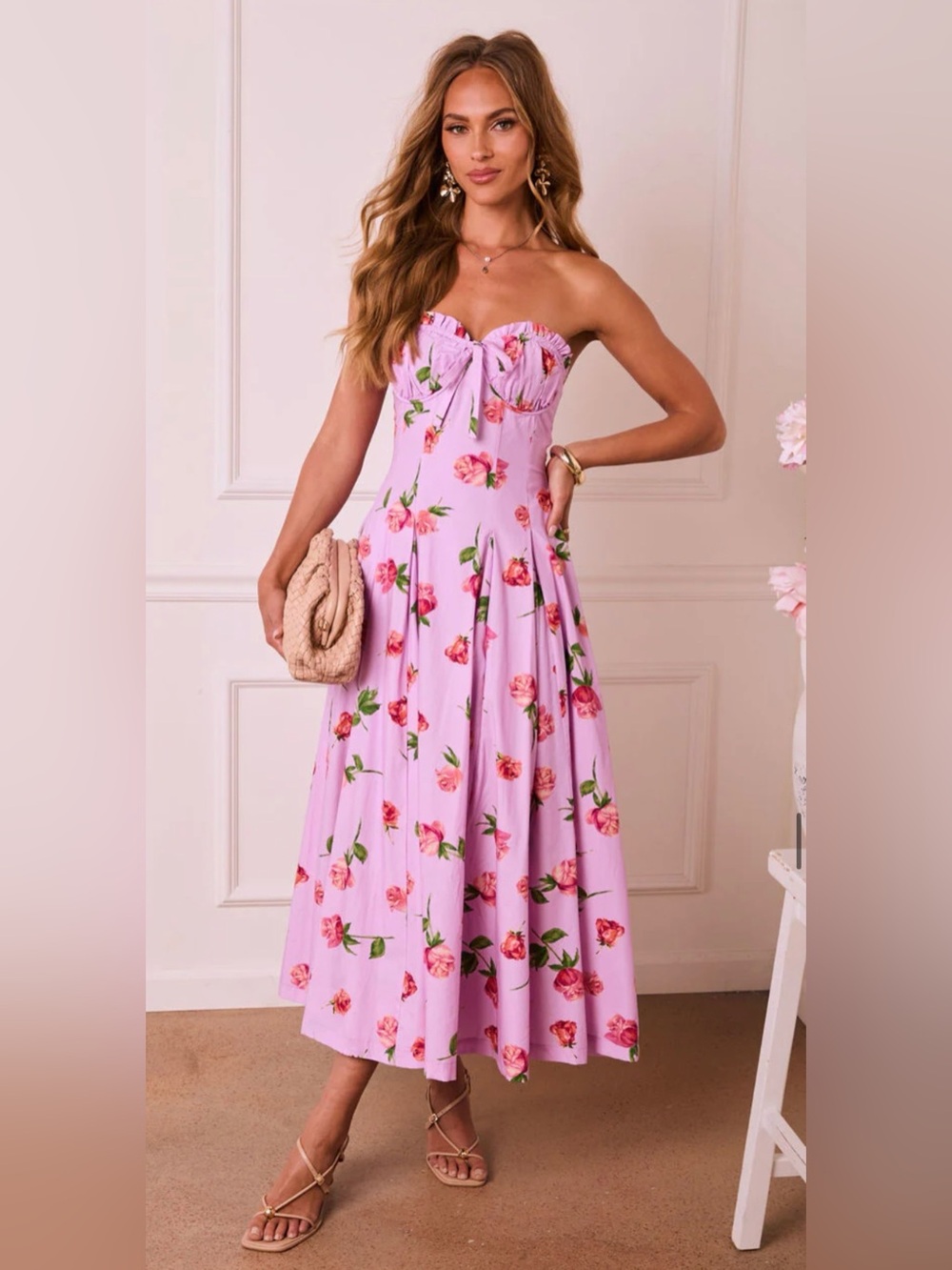 VICI Petal Halo Strapless Floral Maxi Dress